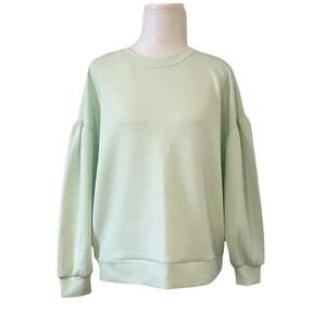 Rachel Zoe Super Soft Mint Green Puff Sleeve Crewneck Sweater